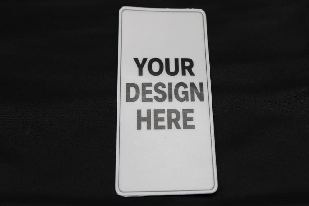 Voorbeeldfoto van een rechthoekige sticker, 12x5 cm